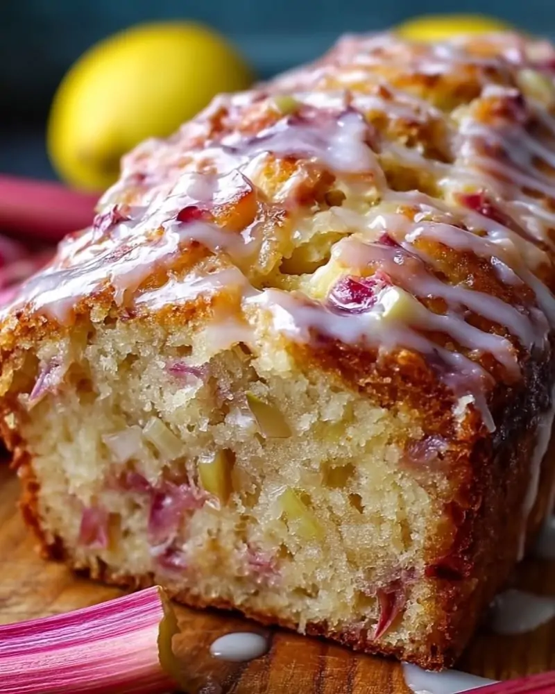 Lemon Rhubarb Loaf with Glaze