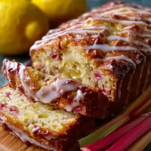 Lemon Rhubarb Loaf with Glaze