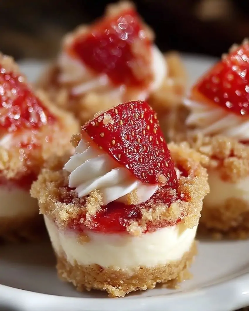 Mini Strawberry Crunch Cheesecake Bites
