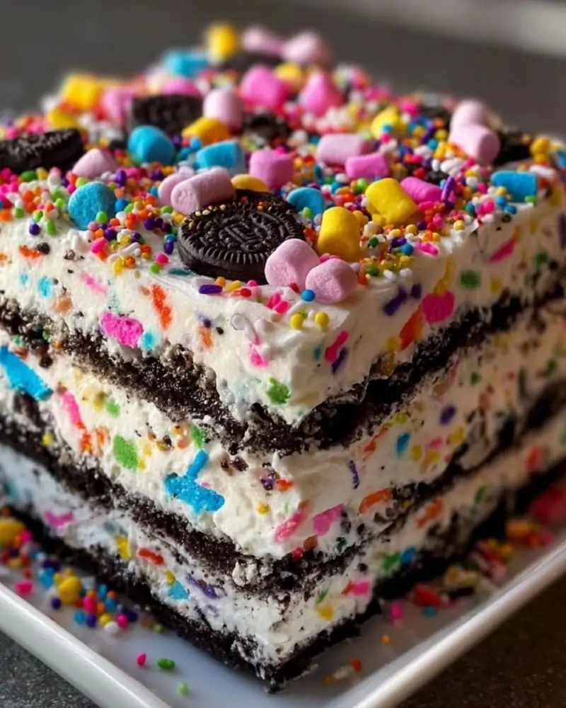 No-Bake Funfetti Oreo Icebox Cake