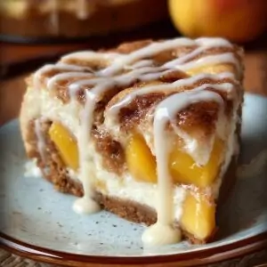 Peach Cobbler Cinnamon Roll Cheesecake
