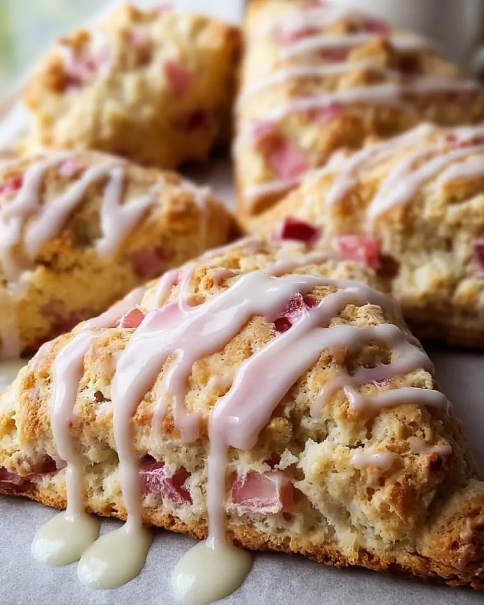 Rhubarb Scones with Sweet Vanilla Glaze