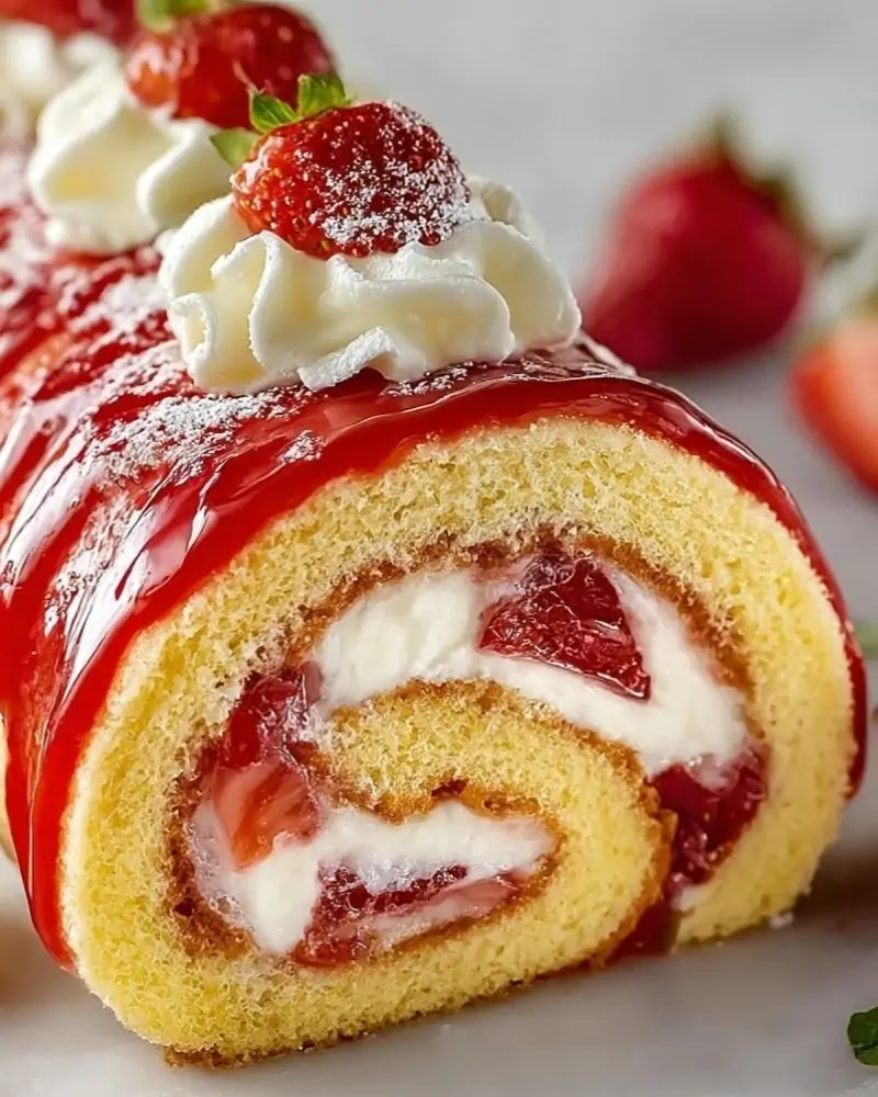 Strawberry Cream Cheese Swiss Roll