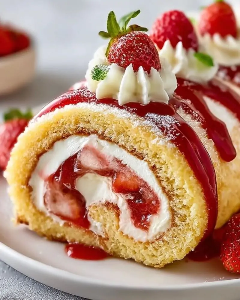 Strawberry Cream Cheese Swiss Roll