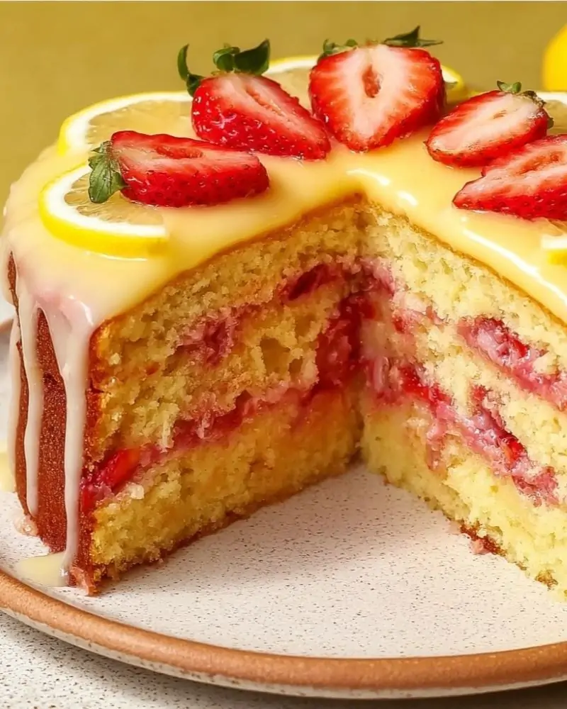 Strawberry Lemonade Buttermilk Cake